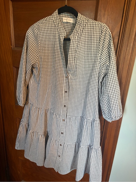 Petal & Pup Dresses & Skirts - Petal and pup Gingham Button-Front Tiered Shirt Dress - Black & White